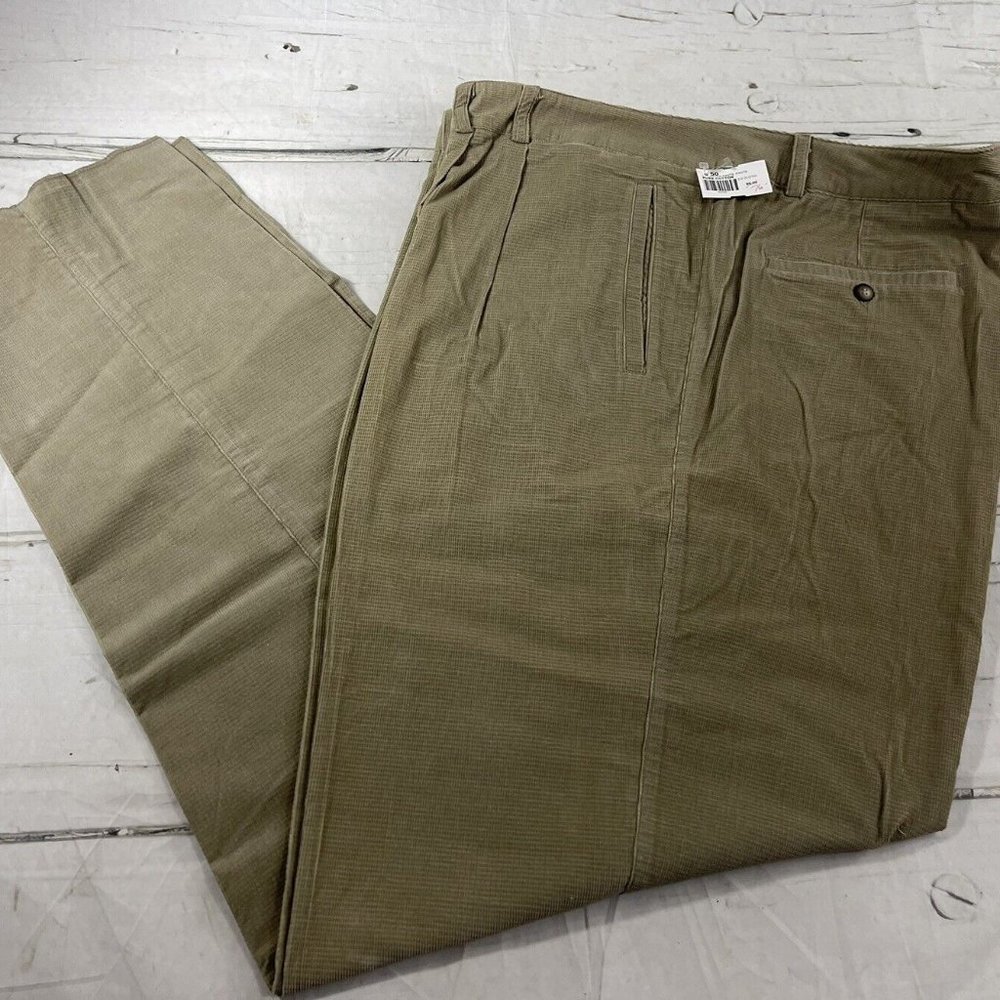 Vintage 90's AXIS Mens Pants 50 B Pleated Textured Brown Corduroy NWT $95